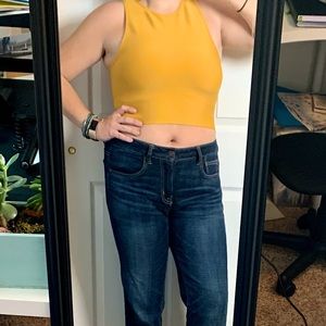 Yellow High Neck Crop